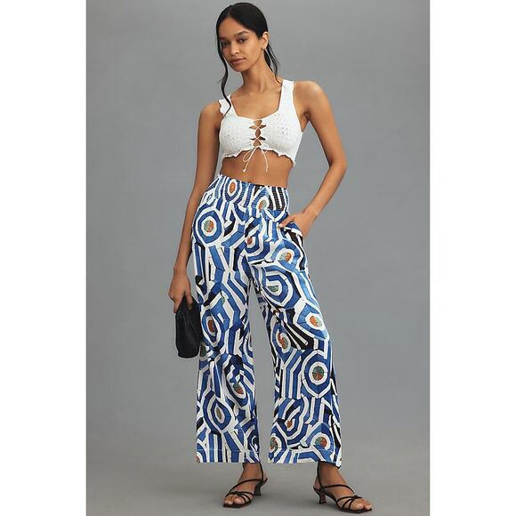 Anthropologie Pants - Anthropologie Maeve The Saria Smocked Wide Leg Palazzo Pants